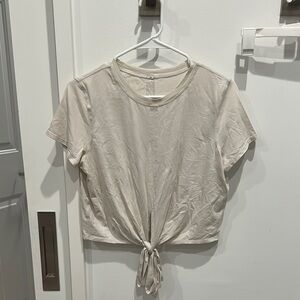 Lululemon Athletica Cream Cuffed Sleeve Crop Tee